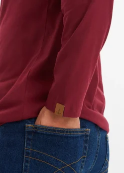 Camiseta de algodón orgánico puro con manga larga y cuello henley (2 unidades)