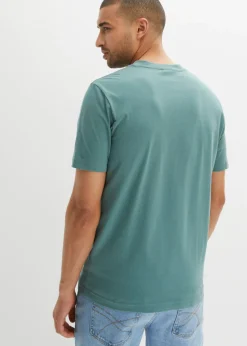 Camiseta de algodón orgánico puro con cuello henley (2 unidades)