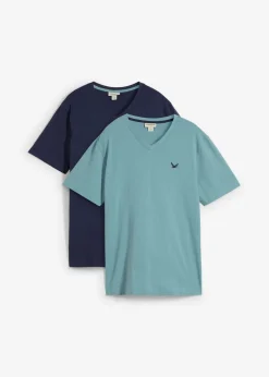 Camiseta de algodón orgánico puro con escote en V (2 unidades)