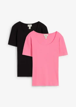 Camiseta de canalé de algodón orgánico puro (2 unidades)