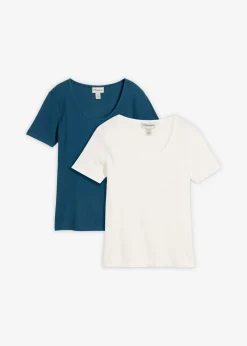Camiseta de canalé de algodón orgánico puro (2 unidades)