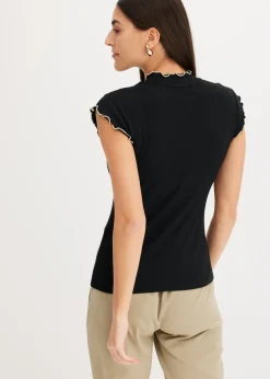 Camiseta de canalé de mezcla de viscosa