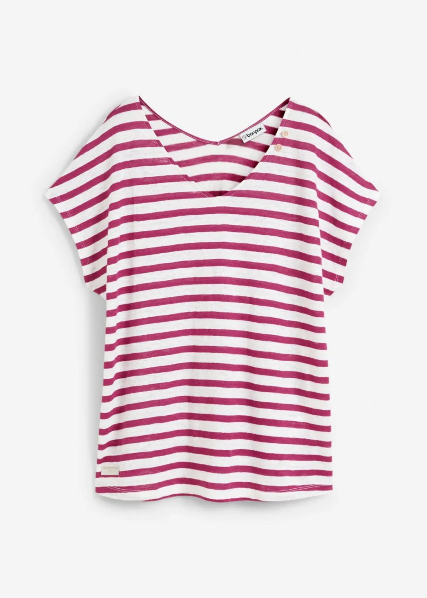 Camiseta de lino puro con mangas tipo murciélago