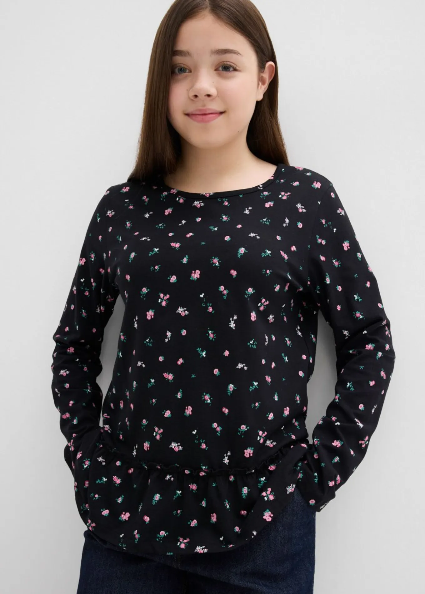 Camiseta de manga larga de mezcla de algodón orgánico elástico
