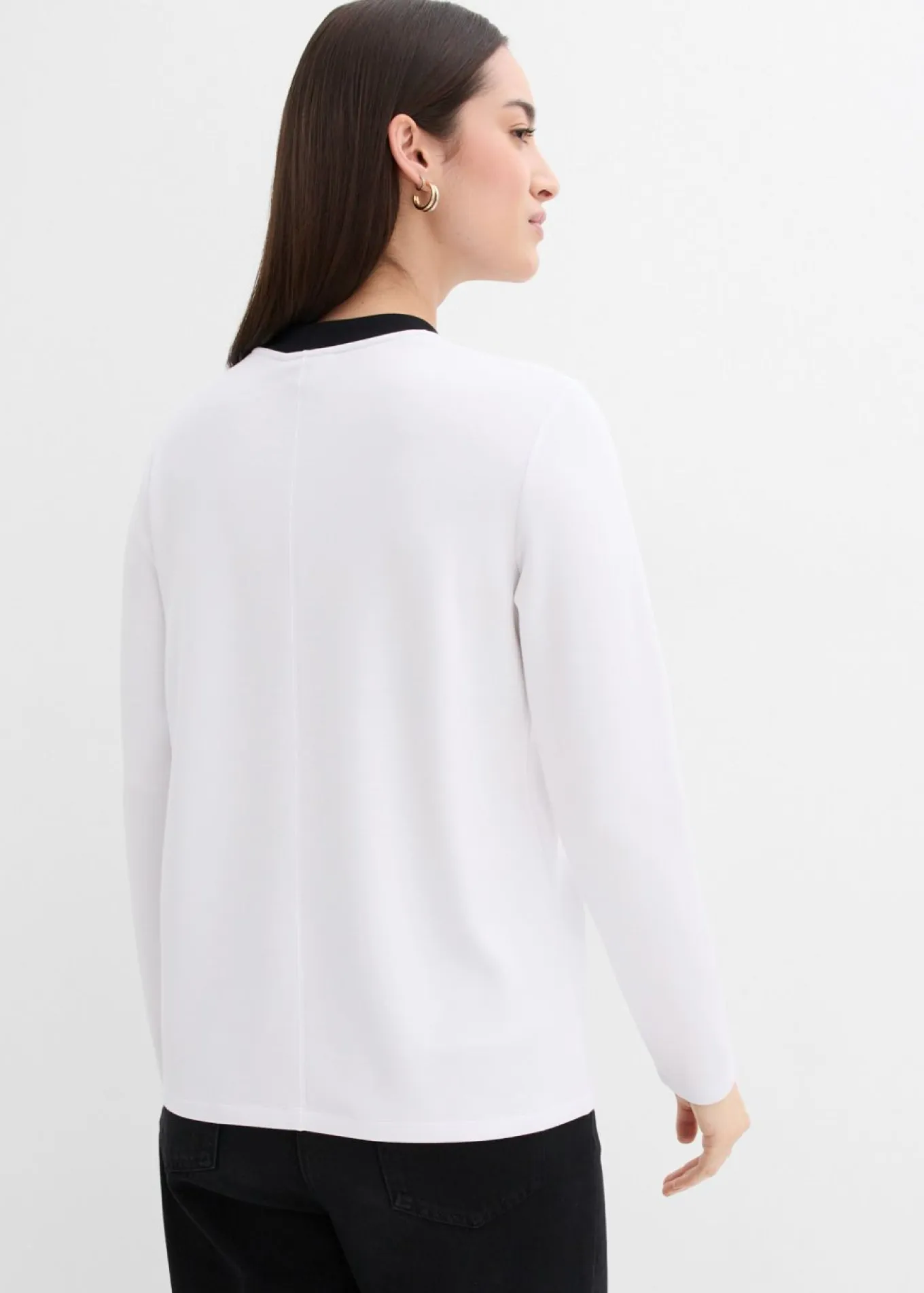 Camiseta de manga larga de mezcla de viscosa con cuello alto