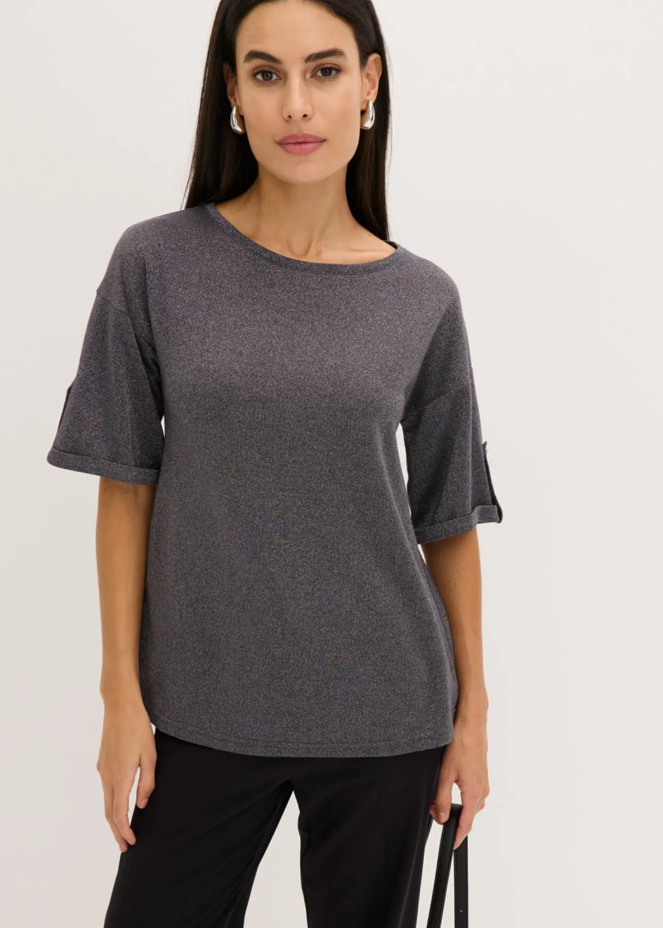 Camiseta de viscosa con estampado brillante