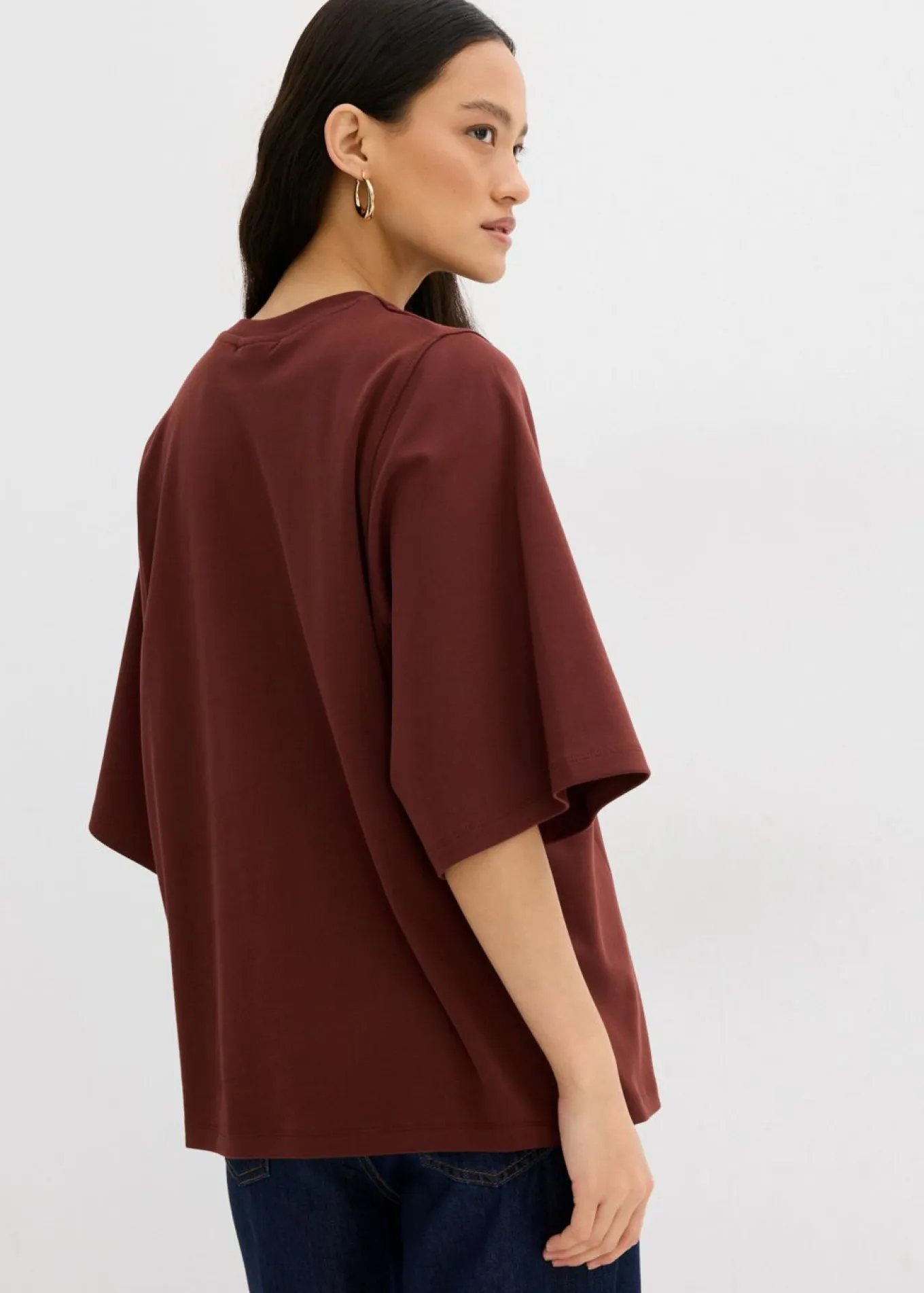 Camiseta holgada de algodón orgánico puro con mangas anchas