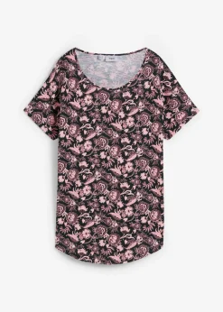 Camiseta holgada de hilo flameado de algodón orgánico con dobladillo redondeado