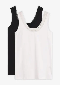 Camiseta interior de algodón orgánico y encaje (2 unidades)
