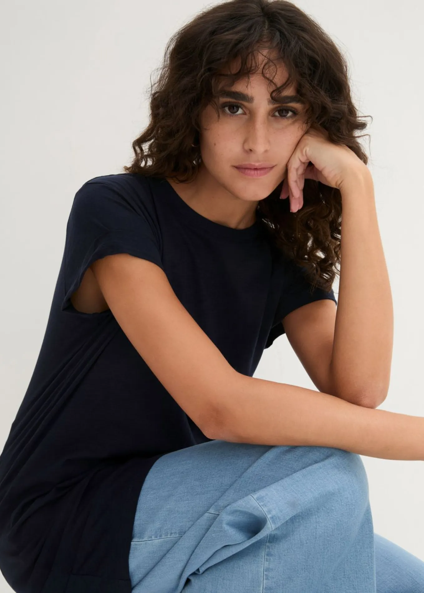 Camiseta larga de algodón puro