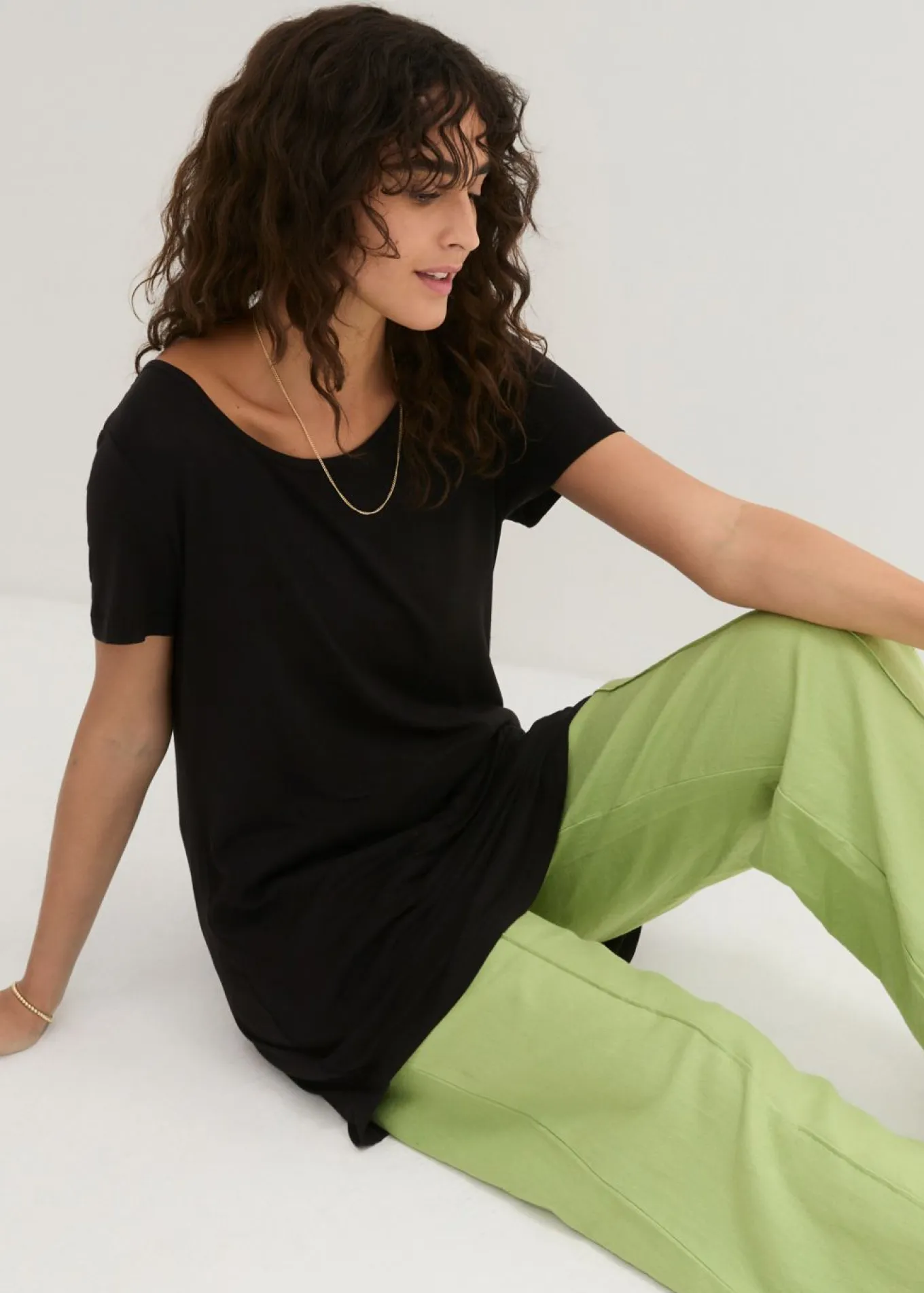 Camiseta larga de viscosa suave