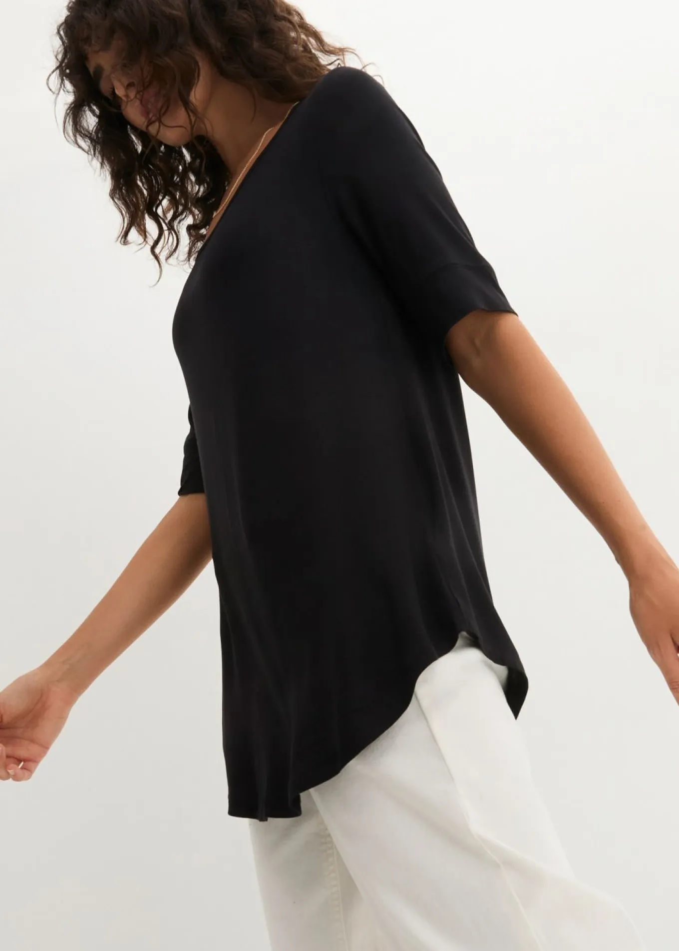 Camiseta larga de viscosa suave