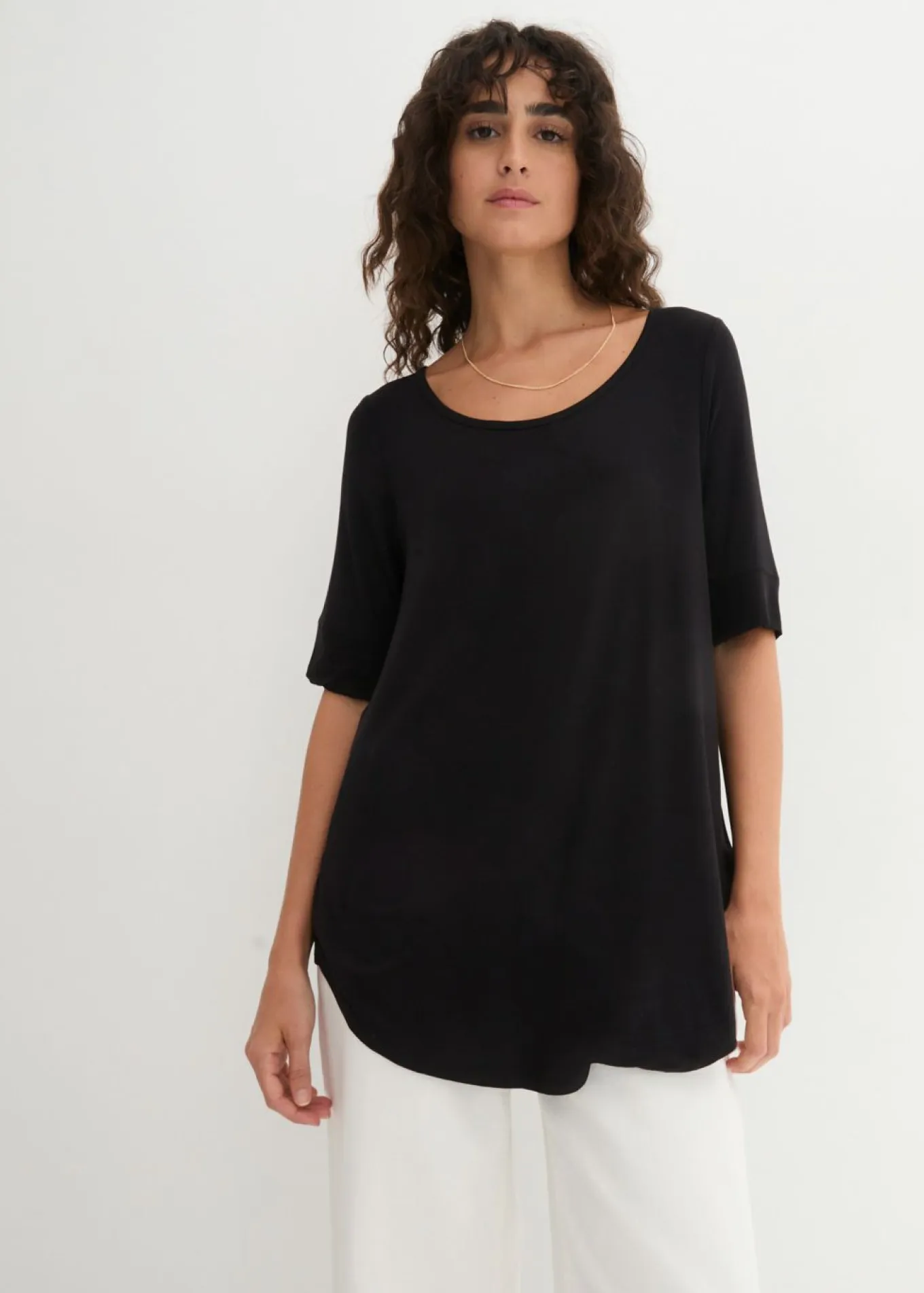 Camiseta larga de viscosa suave