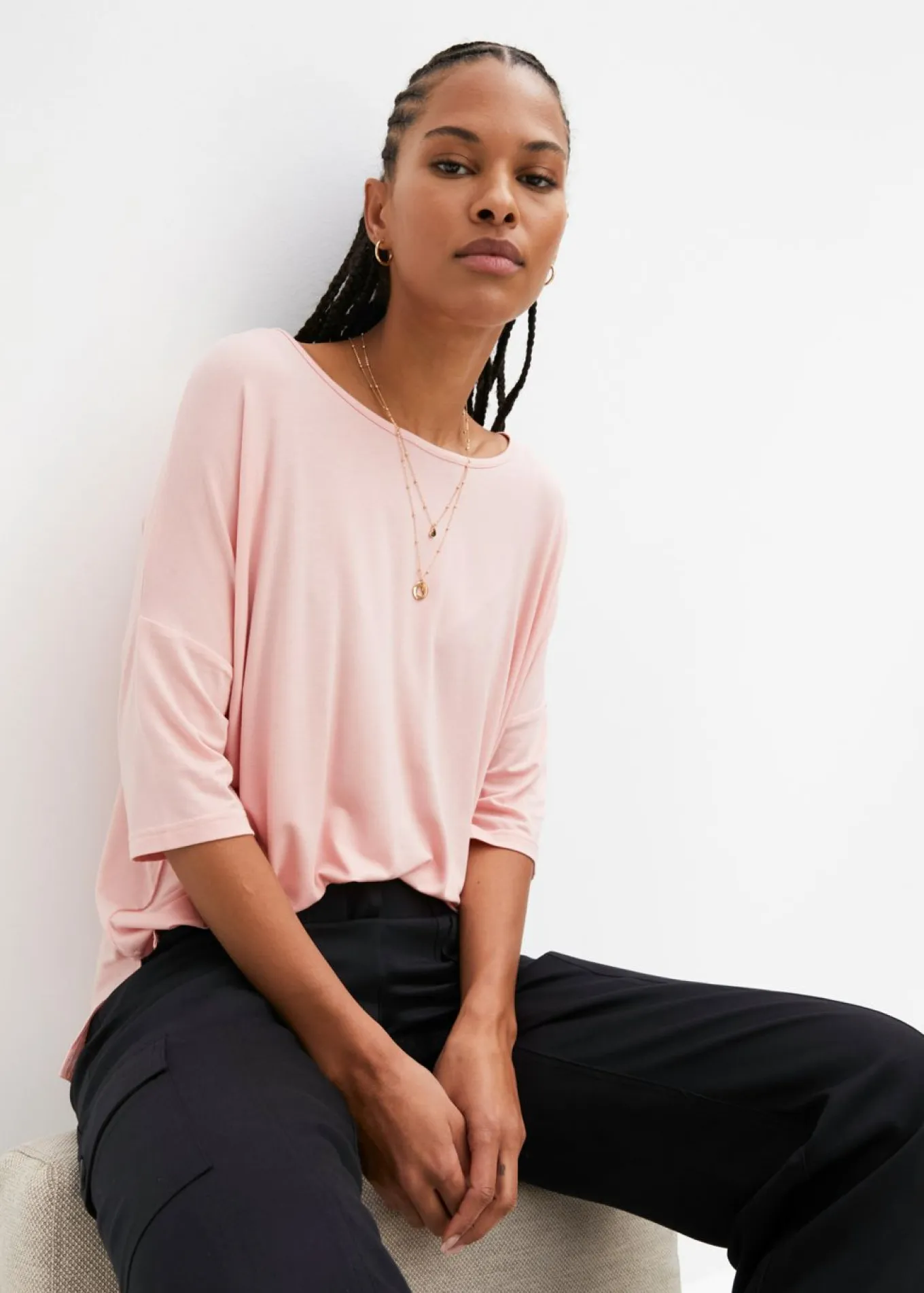 Camiseta tipo boxy de mezcla de viscosa suave
