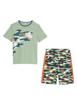 Camiseta y pantalón corto de algodón puro (conjunto de 2 piezas)