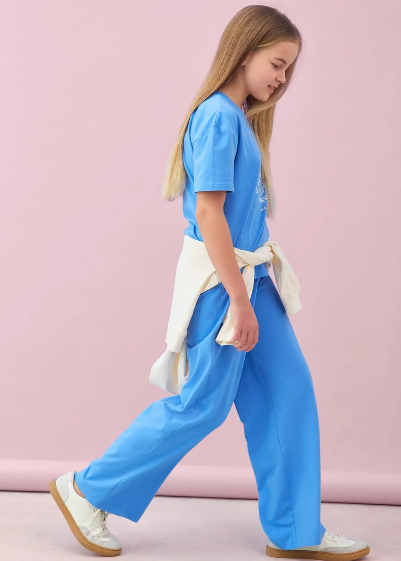 Camiseta y pantalón de punto (2 piezas) de mezcla de algodón elástico