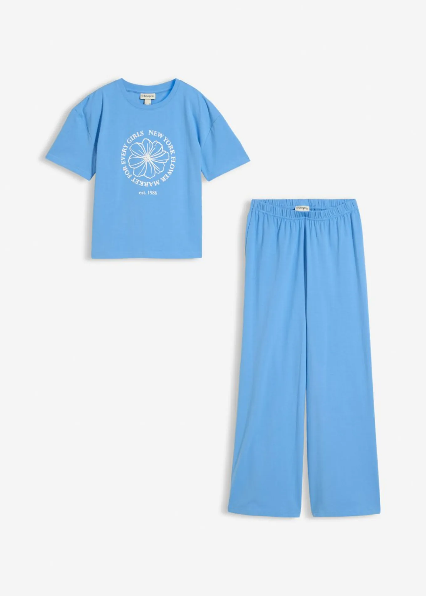 Camiseta y pantalón de punto (2 piezas) de mezcla de algodón elástico