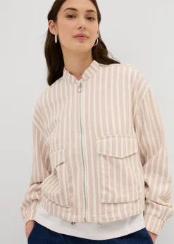 Chaqueta bomber con aspecto de lino