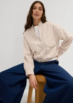 Chaqueta bomber con aspecto de lino