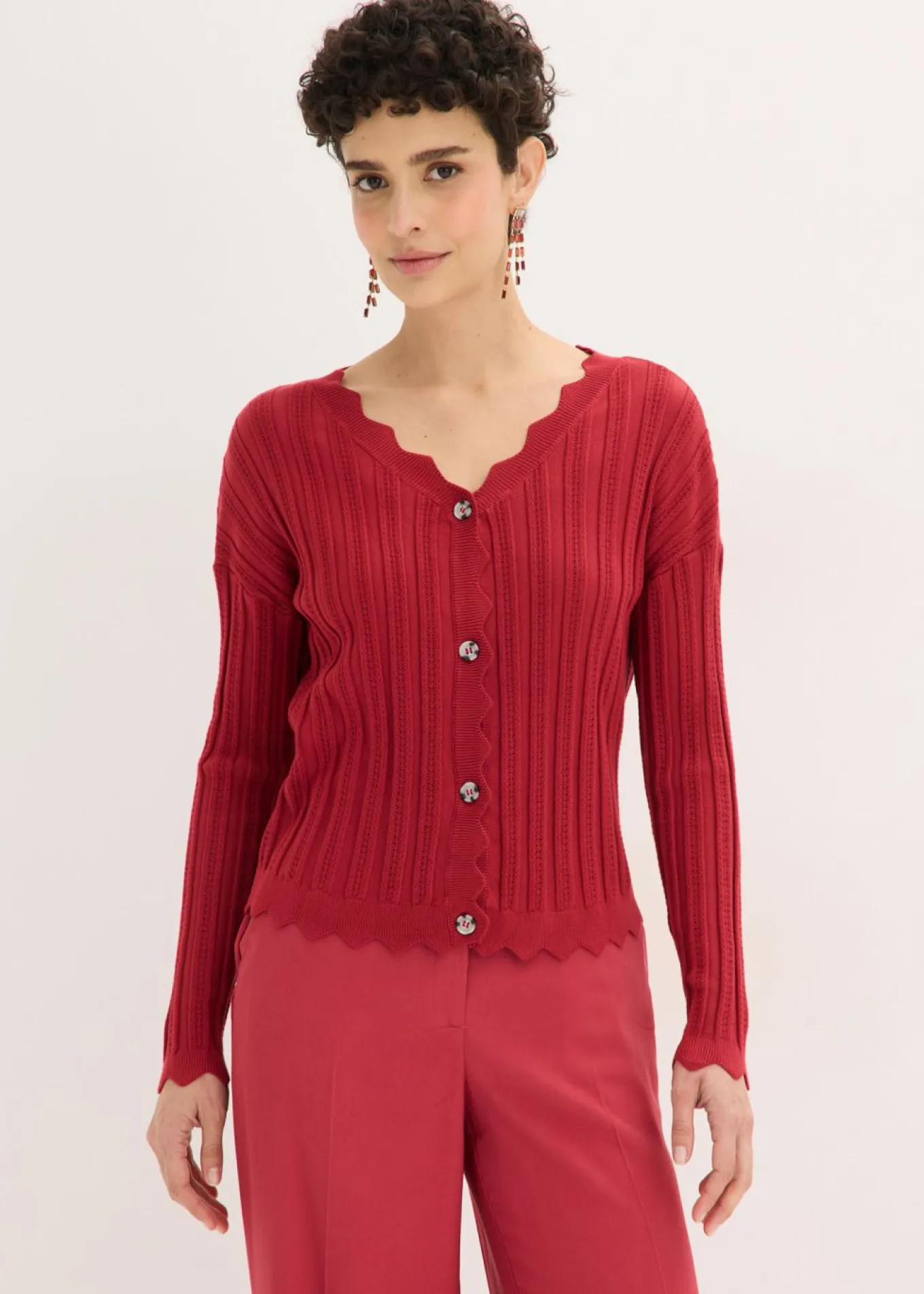 Chaqueta corta de punto ajour