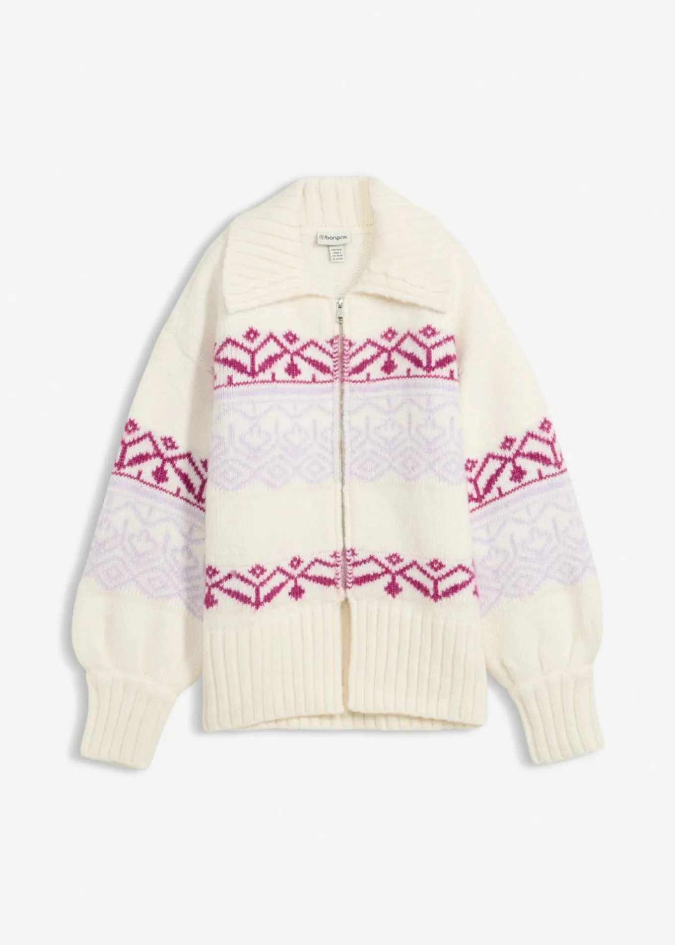 Chaqueta corta de punto con patrón nórdico