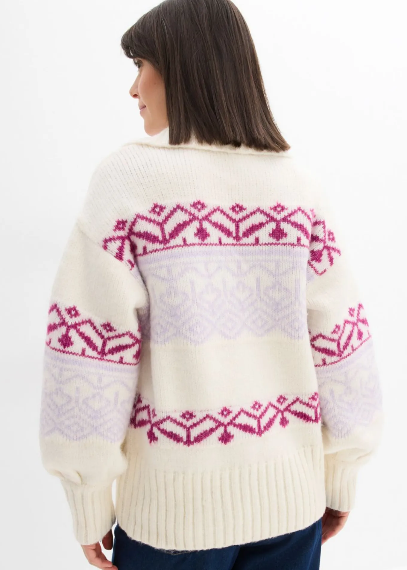 Chaqueta corta de punto con patrón nórdico