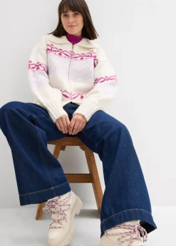 Chaqueta corta de punto con patrón nórdico