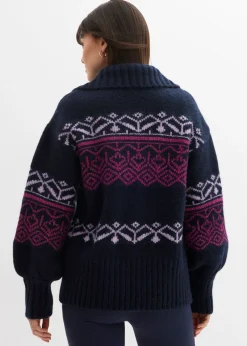 Chaqueta corta de punto con patrón nórdico