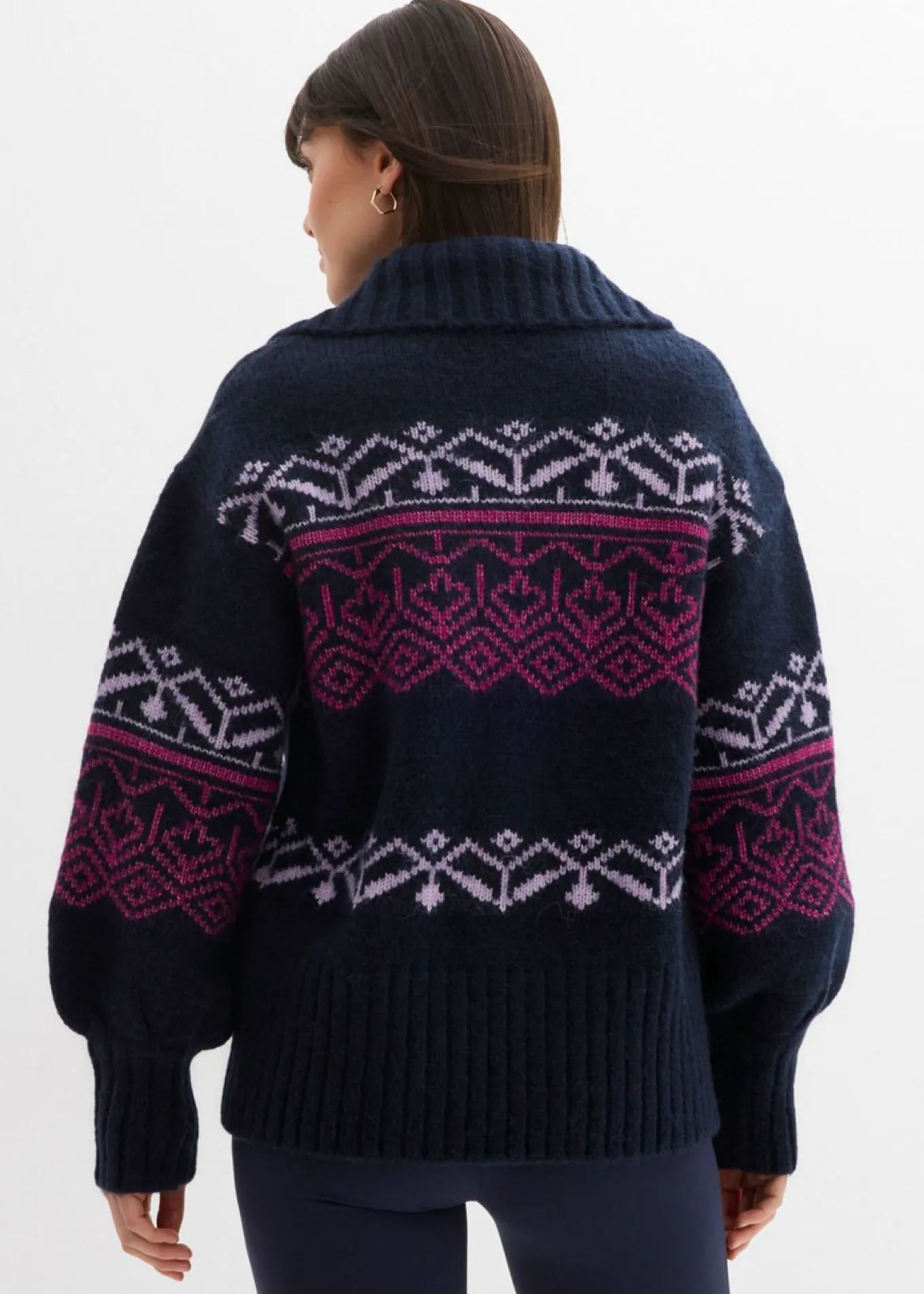 Chaqueta corta de punto con patrón nórdico