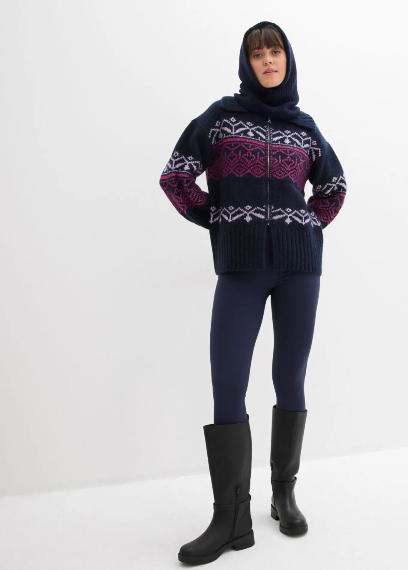 Chaqueta corta de punto con patrón nórdico