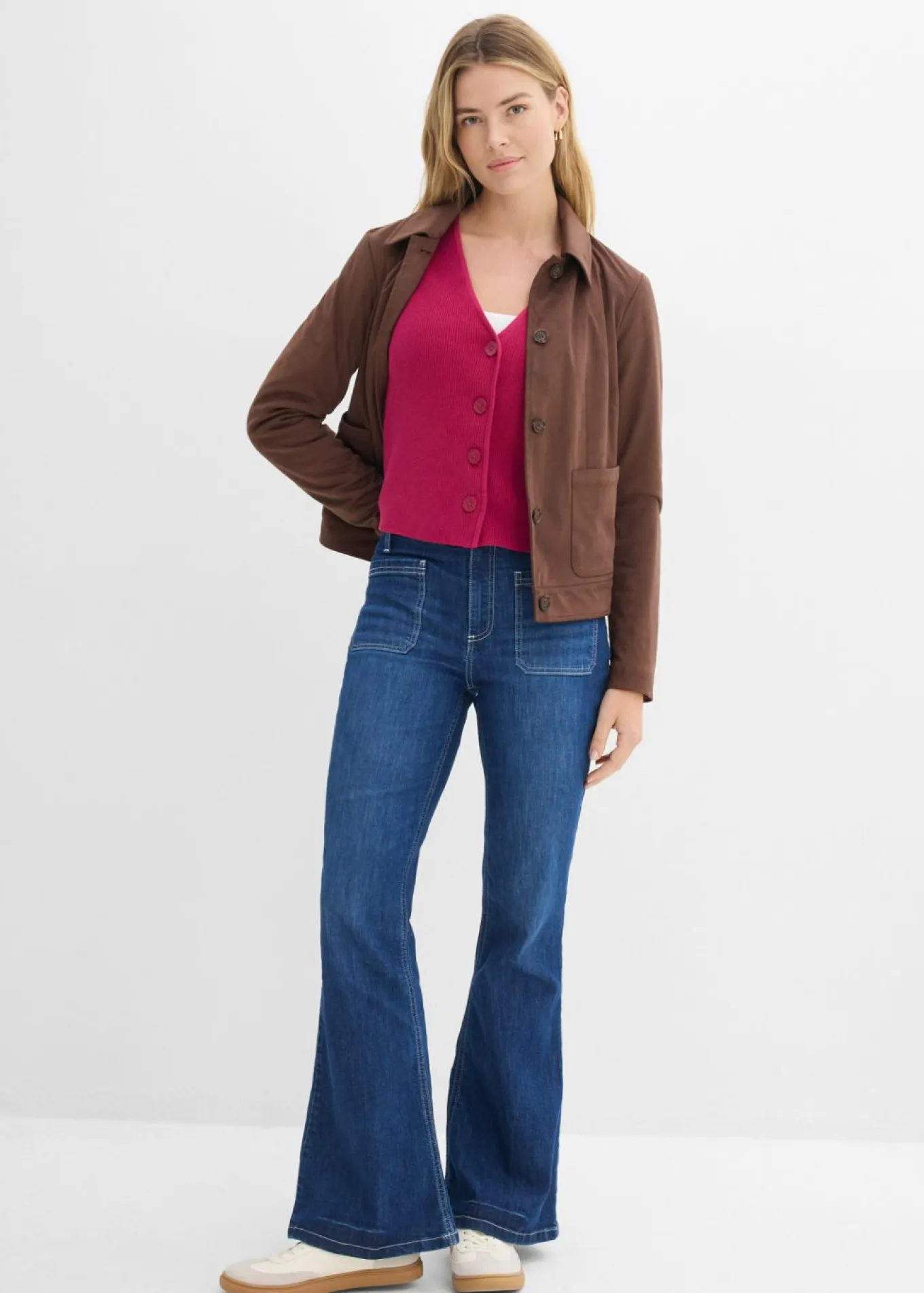 Chaqueta corta de punto de algodón orgánico puro