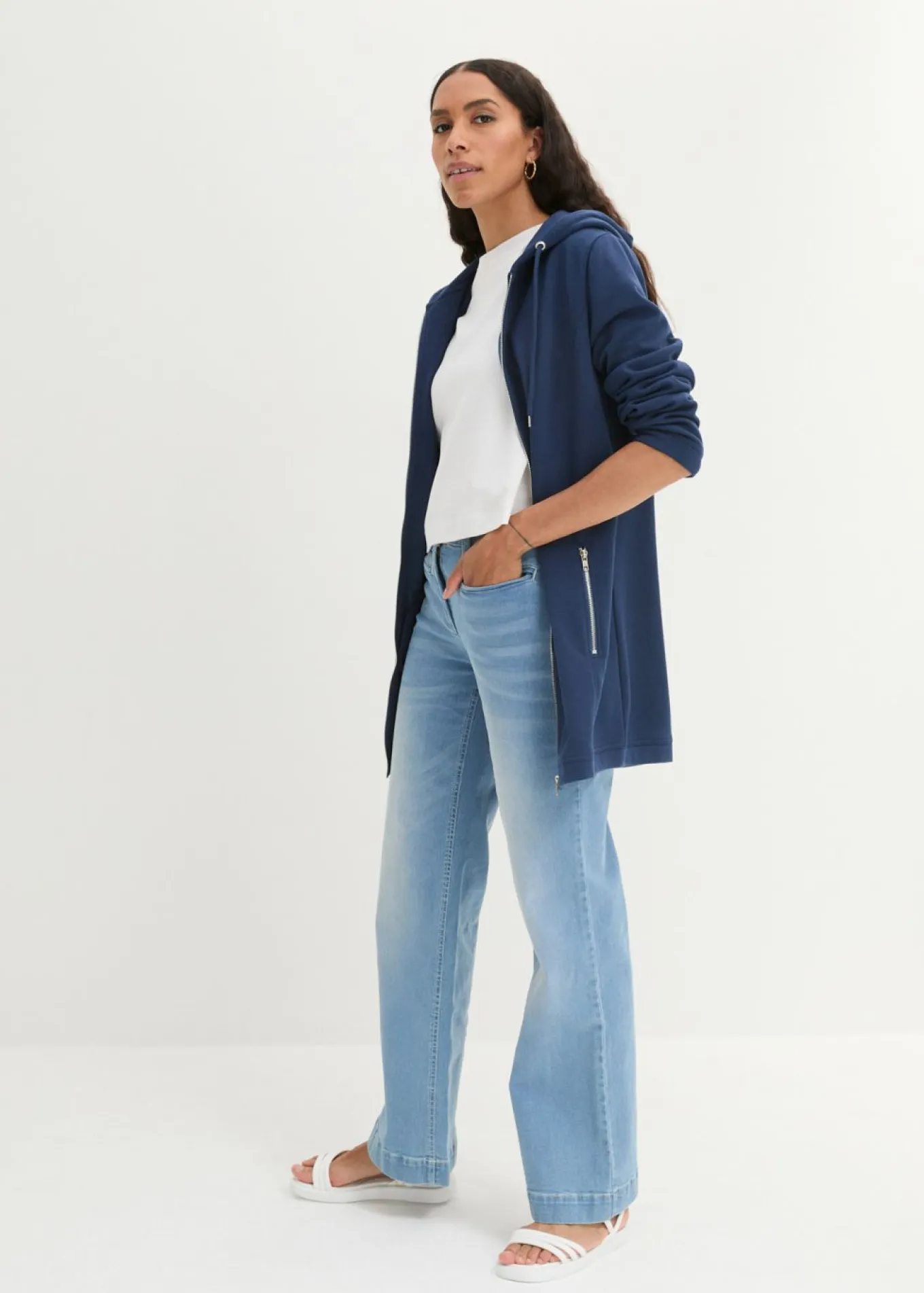 Chaqueta de chándal larga con bolsillos con cremallera