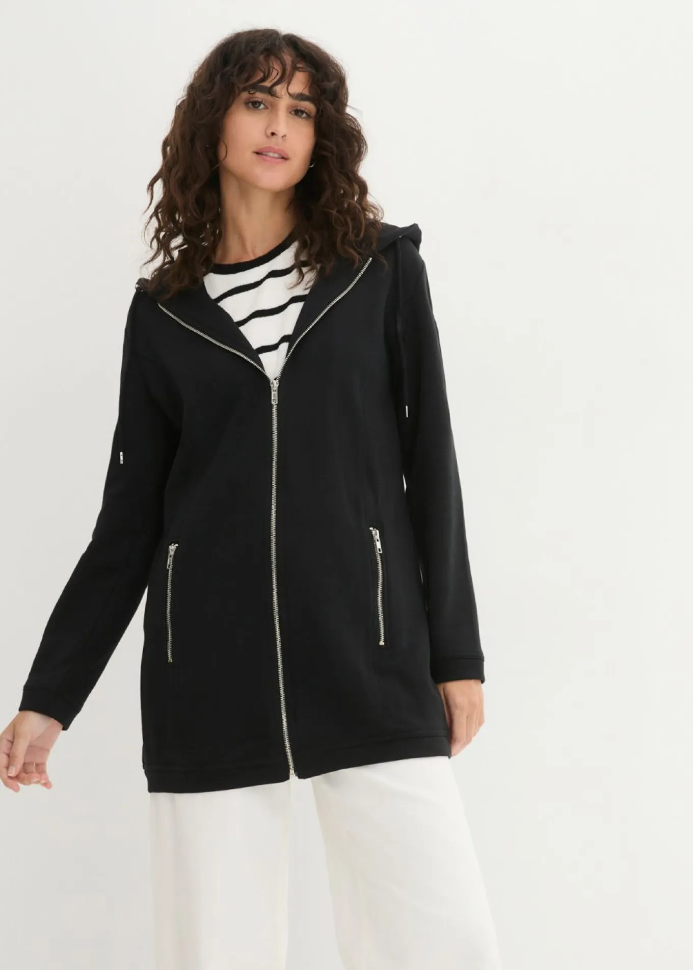 Chaqueta de chándal larga con bolsillos con cremallera