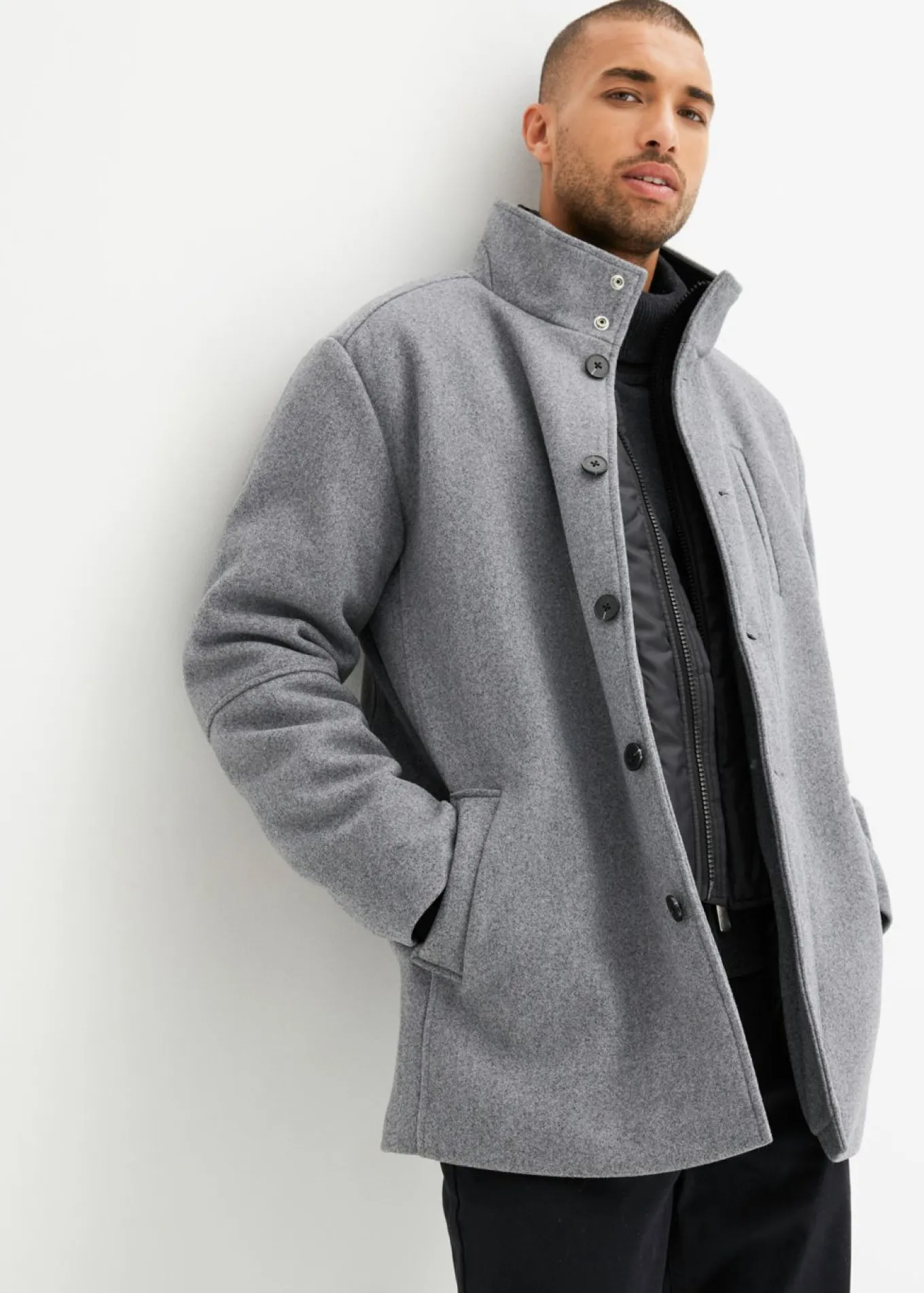 Chaqueta de invierno con cortavientos en aspecto de lana