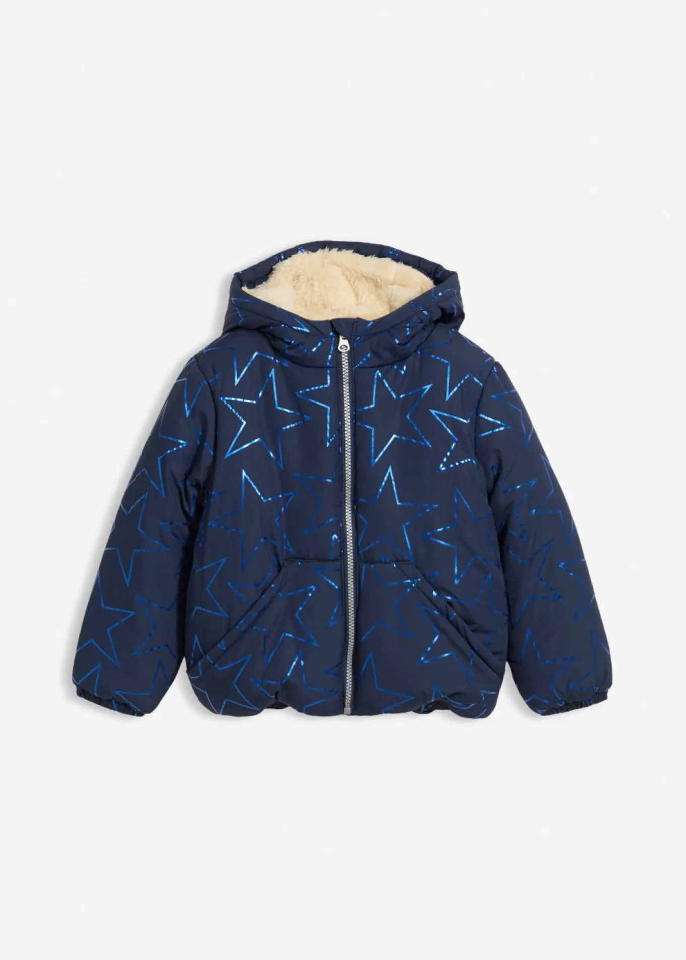 Chaqueta de invierno con aspecto de cazadora y forro de peluche, repelente al agua