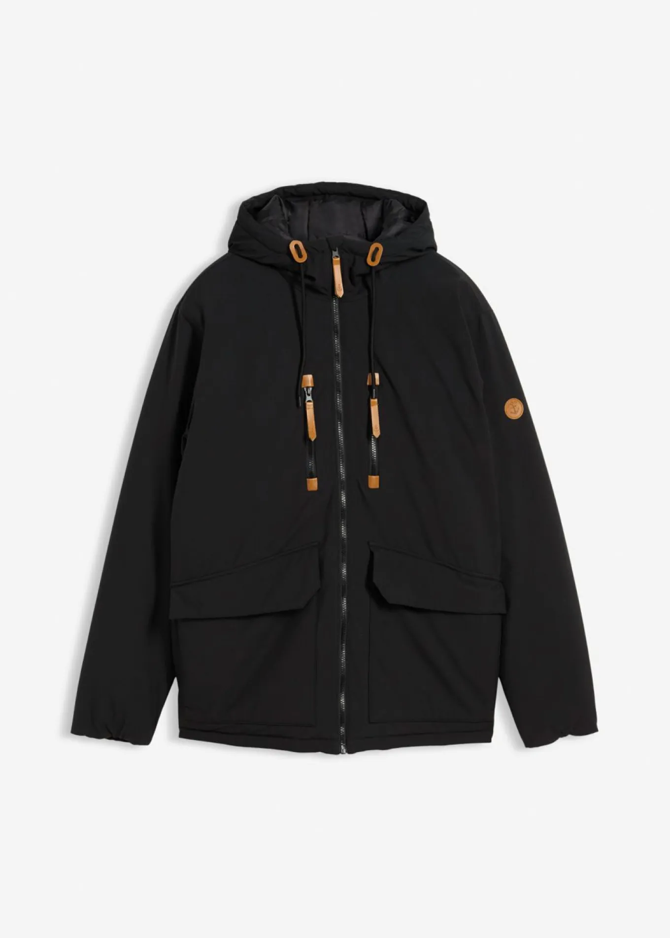 Chaqueta de invierno con capucha y detalles de piel sintética
