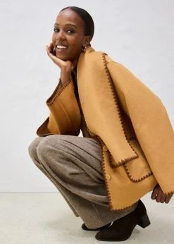 Chaqueta de lana con bordado decorativo (conjunto de 2 piezas con bufanda)