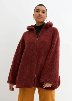 Chaqueta de peluche, corte en A, con aberturas laterales