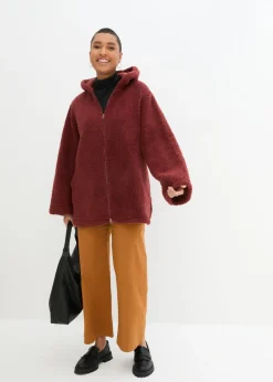 Chaqueta de peluche, corte en A, con aberturas laterales