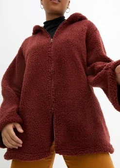 Chaqueta de peluche, corte en A, con aberturas laterales