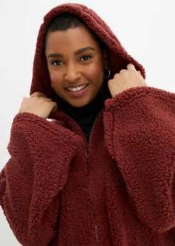 Chaqueta de peluche, corte en A, con aberturas laterales