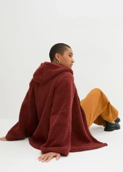 Chaqueta de peluche, corte en A, con aberturas laterales