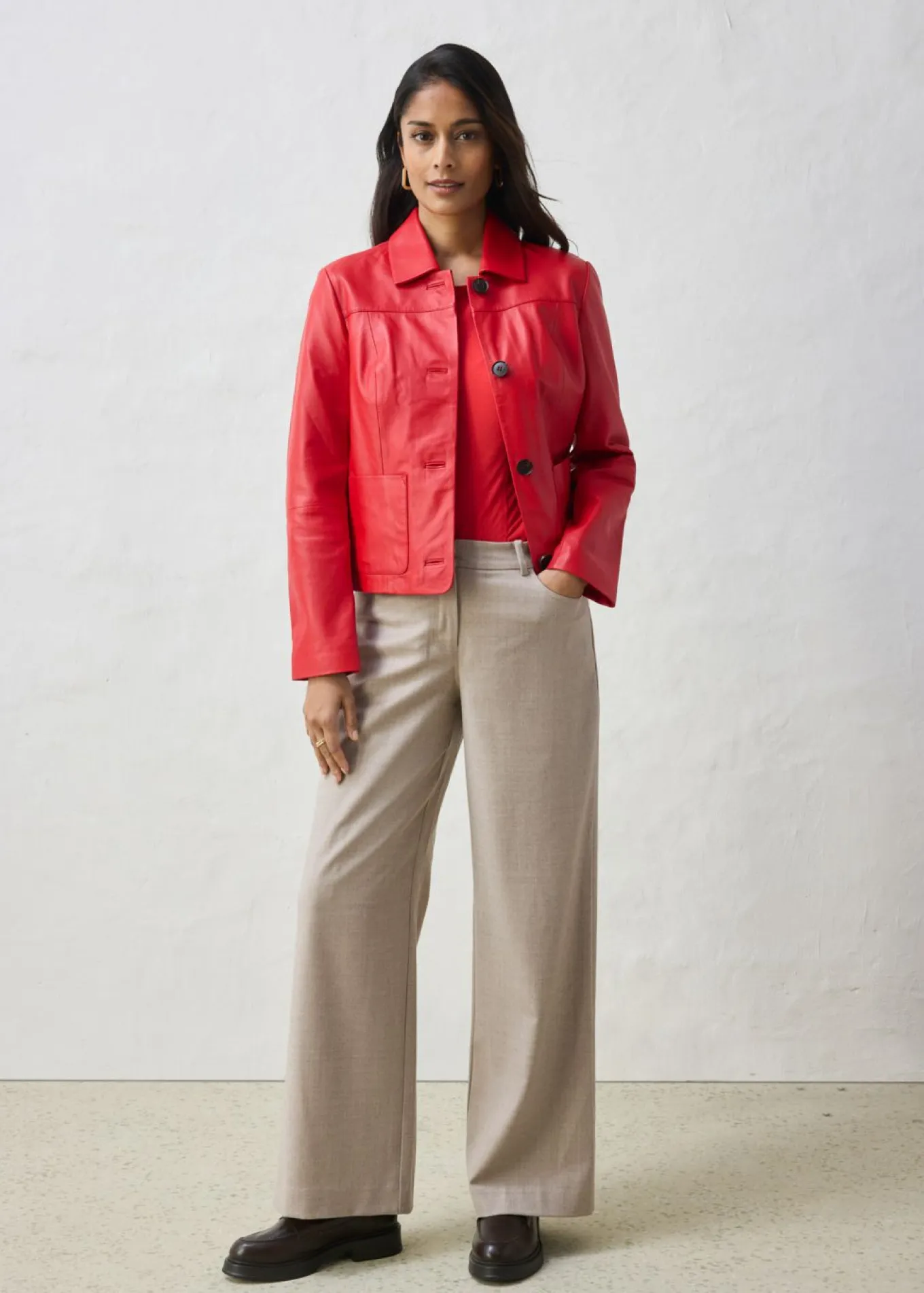 Chaqueta de piel de napa de cordero suave
