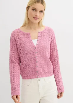 Chaqueta de punto ajour de algodón puro