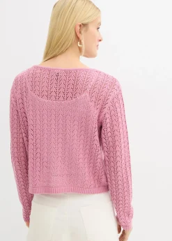 Chaqueta de punto ajour de algodón puro