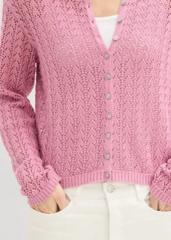 Chaqueta de punto ajour de algodón puro