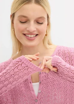 Chaqueta de punto ajour de algodón puro