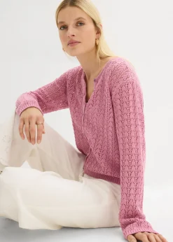 Chaqueta de punto ajour de algodón puro