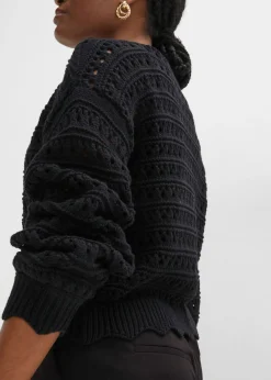 Chaqueta de punto ajour de algodón puro