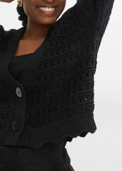 Chaqueta de punto ajour de algodón puro